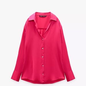 Vibrant Pink Button-Up Blouse